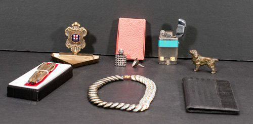 Mixed Lot: Mixed Lot To include (seven pieces): Cross 12 Kt. pen and pencil set cloisonne necklace Fendi checkbook French perfume bottle and more. 3"" H x 3 3/4"" W x 3"" D