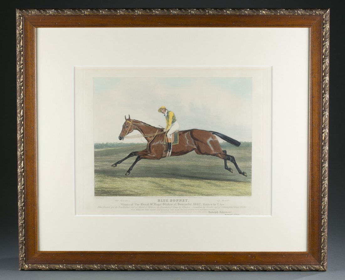 Group of Four (4) Framed Winning Horse Engravings: Group of Four (4) Framed Winning Horse Engravings To include (four pieces): Filho Da Futa engraved by M. Sutherland, Blue Bonnet engraved by J. Harris, Margrave engraved by C. Hunt and Touchstone engr