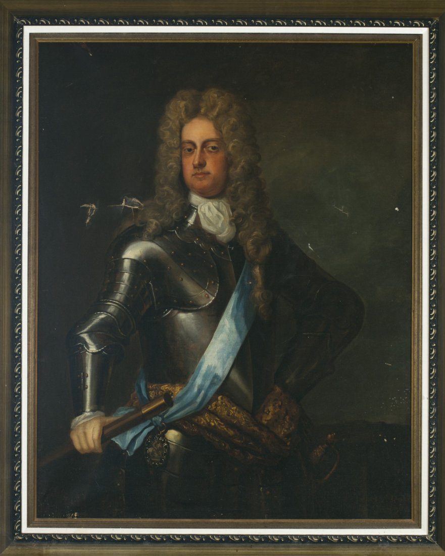 Early Portrait of James Butler, 2nd Duke of Ormonde: Early Portrait of James Butler, 2nd Duke of Ormonde Oil on canvas. Subject dressed in 18th century period accoutrement. Relined, replaced frame, as found condition with multiple canvas tears. 37 1/2""