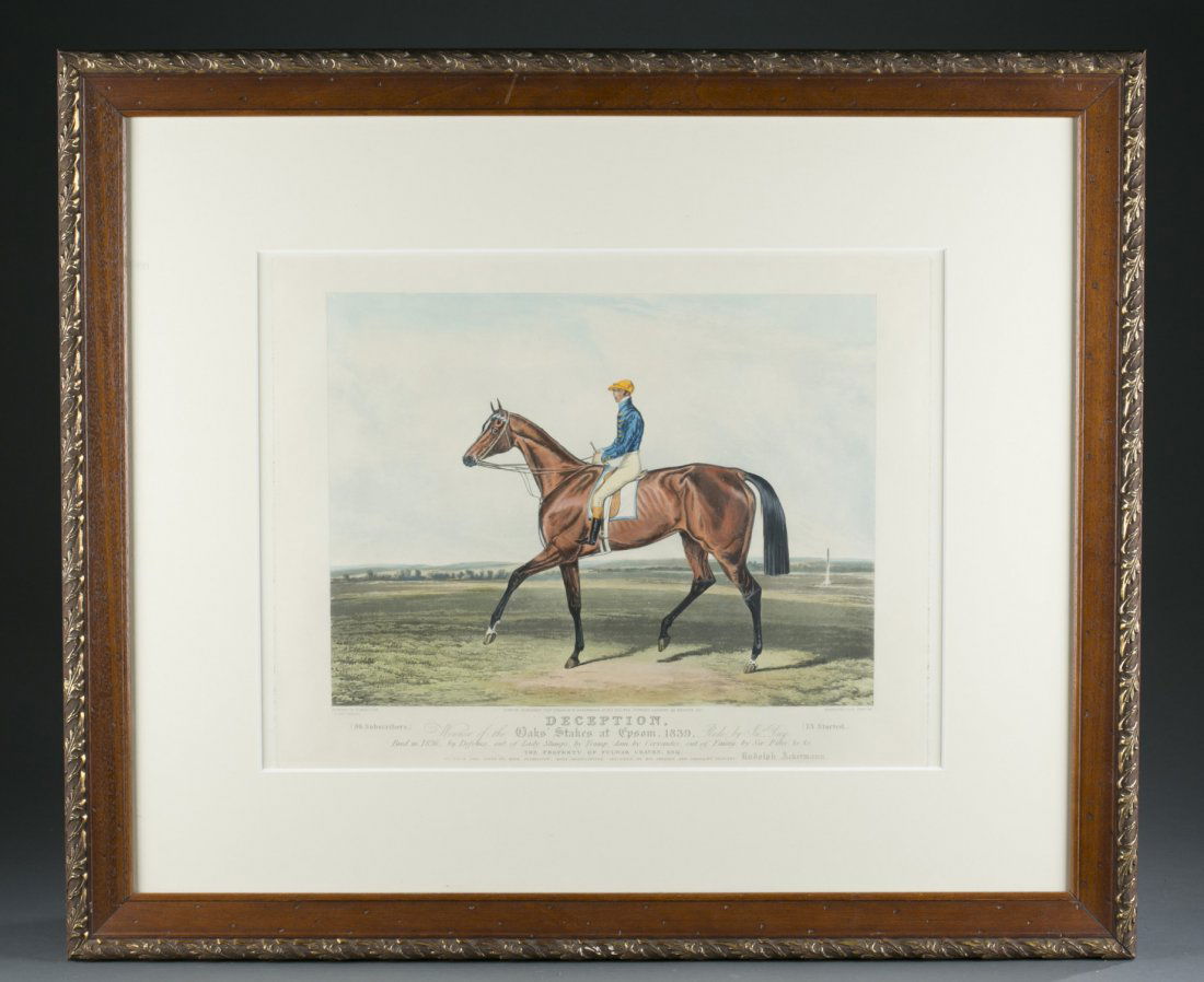 Group of Four (4) Framed Winning Horse Engravings: Group of Four (4) Framed Winning Horse Engravings To include (four pieces): ""Attila""engraved by J. Harris, ""Deception"" engraved by E. Duncan, ""St. Patrick"" engraved by M. Sutherland and ""Riddle