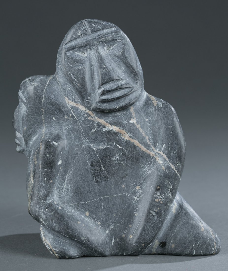 Inuit Sculpture of Figure with Head on Reverse: Inuit Sculpture of Figure with Head on Reverse 6"" H x 5"" W x 3 3/4"" D