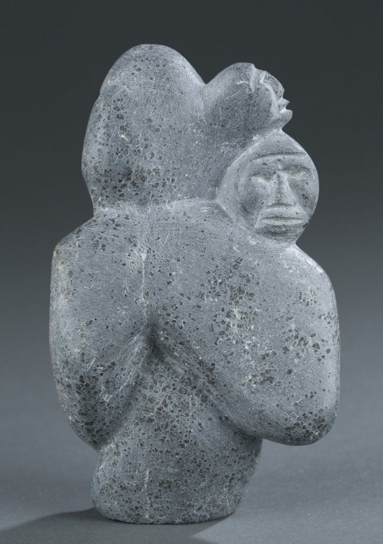 Inuit Carved Mother and Child: Inuit Carved Mother and Child 6"" H x 4"" W x 1 1/2"" D