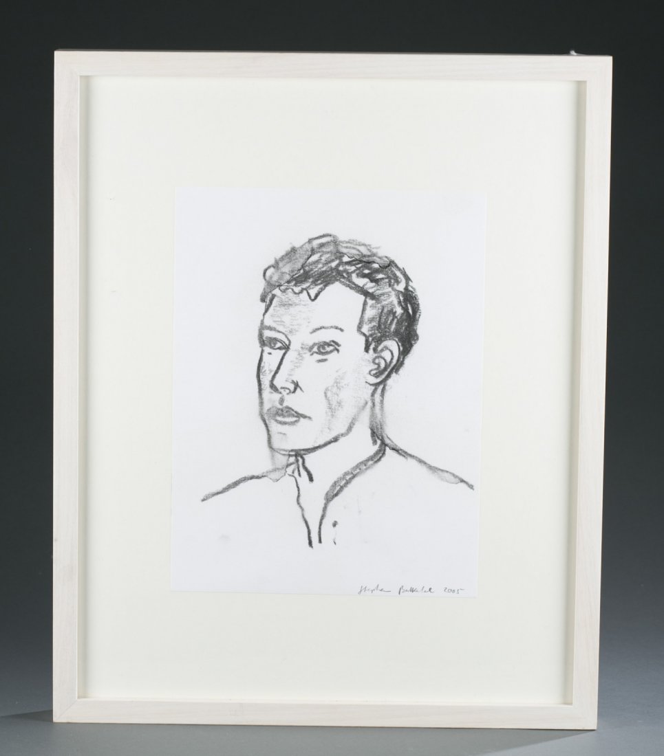 Stephan Balkenhol, Spanish (1957-), Drawing of Man,: Stephan Balkenhol Spanish (1957-) Drawing of Man Charcoal Sgned lower right ""Stephan Balkenhol 2005"". 12"" H x 9"" W, frame 20 1/2"" H x 16 1/2"" W