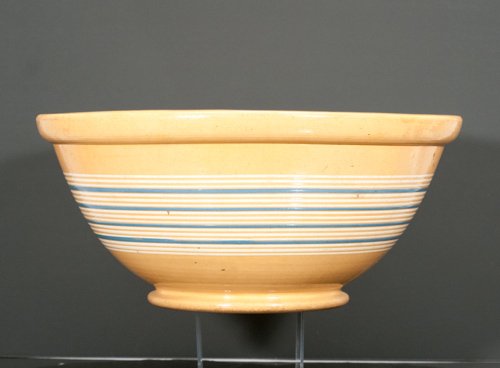J.E. Jeffords 19th Century Yellowware Bowl: J.E. Jeffords 19th Century Yellowware Bowl Late 19th Century American yellowware bowl, bearing the mark of Philadelphia City Pottery/J.E. Jeffords Co. earthenware 'Warranted Fire Proof'. 7 1/2"" H x 1