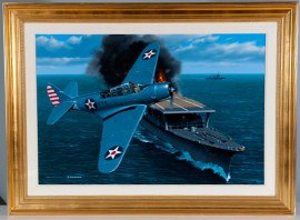 Oil on Canvas by Stan Stokes, "Scratch One Flat Top": Oil on Canvas by Stan Stokes, ""Scratch One Flat Top"" 23 1/2"" x 35"", frame: 33"" x 45""
