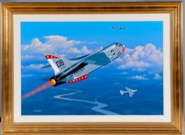 Oil on Canvas by Stan Stokes, "Early Top Guns": Oil on Canvas by Stan Stokes, ""Early Top Guns"" 24"" x 35"", frame: 33 1/2"" x 45""