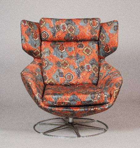 Modern Wingback Chair on Swivel Base: Modern Wingback Chair on Swivel Base 38"" H x 35"" W x 30"" D