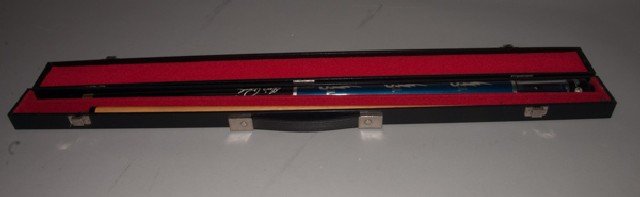 Elvis Presley Pool Cue TCB "Taken Care of Business": Elvis Presley Pool Cue TCB ""Taken Care of Business"" Pool Cue in Case Signed Elvis Presley with floating eight ball. 57"" H x 1 1/8"" D