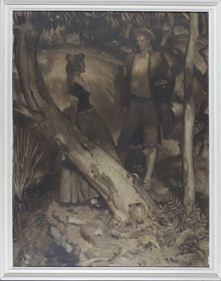 Harold Von Schmidt, (American, 1893-1982), "Once We: Harold Von Schmidt (American, 1893-1982) ""Once We Were Alone My Embarrassment Melted Away"" Oil on Canvas, 1941 Signed and dated to lower right. Puncture to canvas upper central and stretcher wear wi