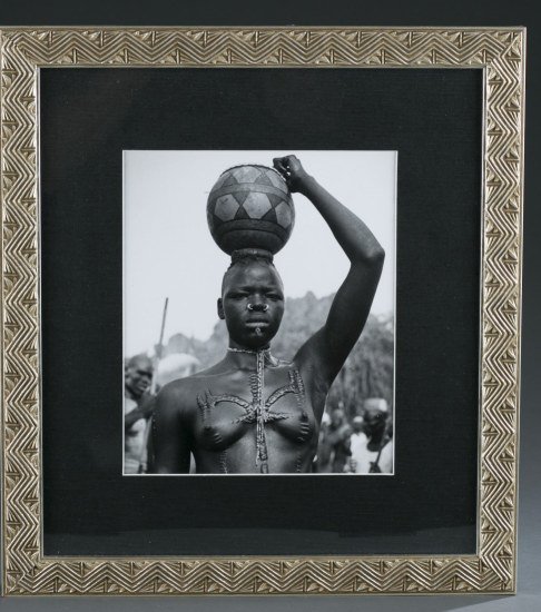 George Rodger, 1908-1985, Sudan Nuba Girl, 1949,: George Rodger 1908-1985 Sudan Nuba Girl, 1949 Gelatin Silver Print Framed and matted photograph. Stamped on verso. 9"" H x 7 1/2"" W, frame 16"" H x 14 1/2"" W