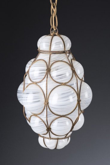 Murano Style Art Glass Hanging Light Fixture: Murano Style Art Glass Hanging Light Fixture 12 1/2"" H x 8"" D