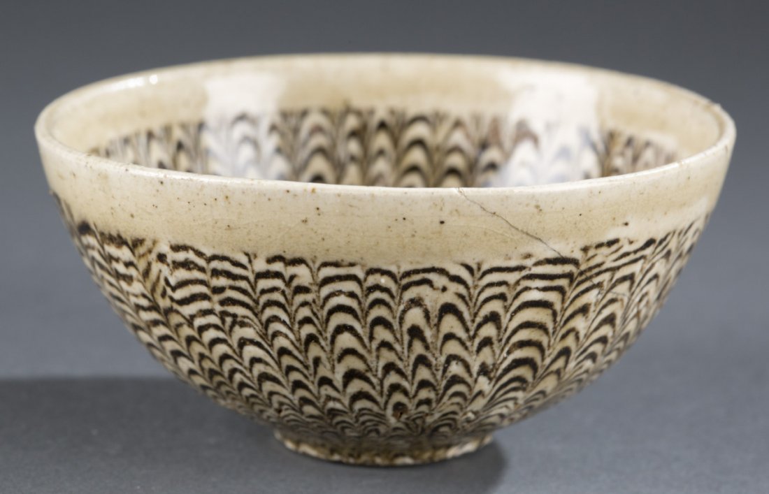 Asian Ceramic Dish, 20th Century or Earlier: Asian Ceramic Dish, 20th Century or Earlier Tan and brown stylized bowl. 1 1/2"" H x 3 1/2"" Diameter