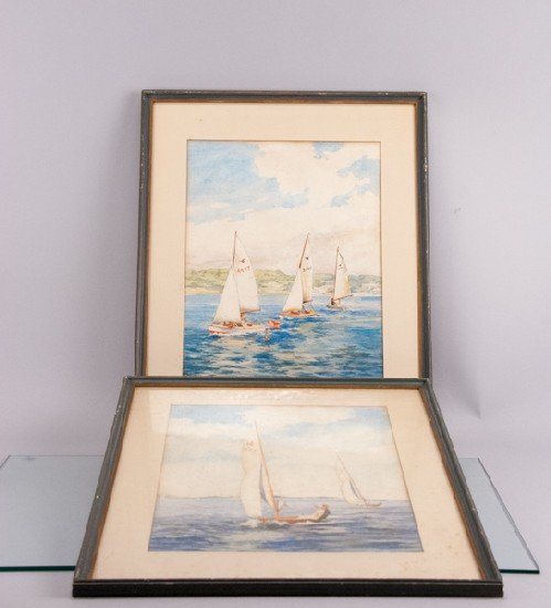 Two (2) Albert Bross Jr. Watercolor on Paper, Sailing: Two (2) Albert Bross Jr. Watercolor on Paper, Sailing Scene Albert Bross studied at the Art Students League in New York. He has been an art instructor at numerous institutions including the Art Center