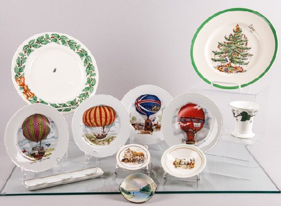 Assorted Lot of Ceramics: Assorted Lot of Ceramics To include (11 pieces): Wedgwood, Limoges, includes 2 Spode Holiday-themed plates. 4 small Rochard Limoges plates. 10 1/2"" diam