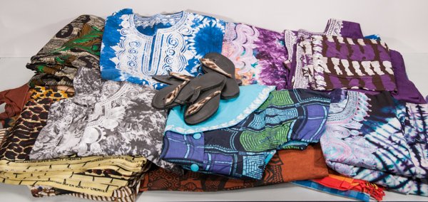 17 Pieces of Textiles to Include Clothes, Material and: 17 Pieces of Textiles to Include Clothes, Material and Two Pair of Sandals