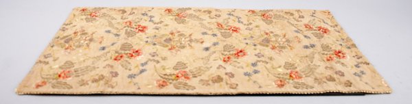 Embroidered Silk Oriental Panel with Gold Thread and: Embroidered Silk Oriental Panel with Gold Thread and Added Border 33 1/2" x 17 1/2" Provenance: The estate of the late Honorable Robert W. Daniel, Jr. of Brandon in Prince George, VA