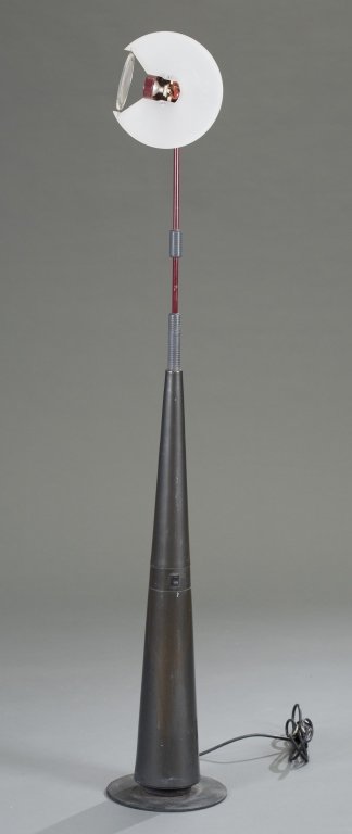 Pier Ramella Arteluce Club Floor Lamp: Circa 1985. Label on base. 55" H x 10" Dia