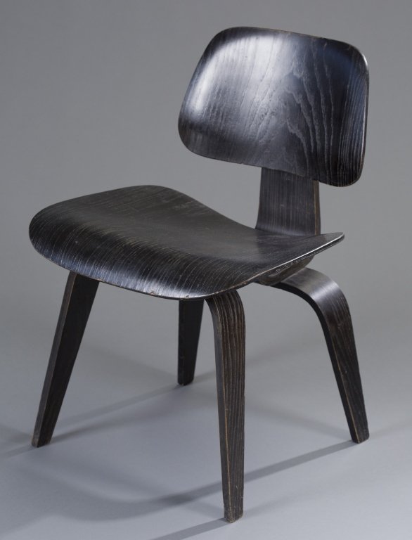 Charles Eames For Herman Miller Chair: Rare, early production "DCW" in original black-dyed finish. Circa 1948-1949. 29'' H x 19 1/2'' W