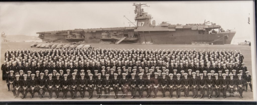 U.S.S. Saidor (CVE-117), Dec. 1945: Thompson Photo, Los Angelos, D-85, 9 1/2" H x 24 1/2" W, Frame 11" H x 26 1/4" W