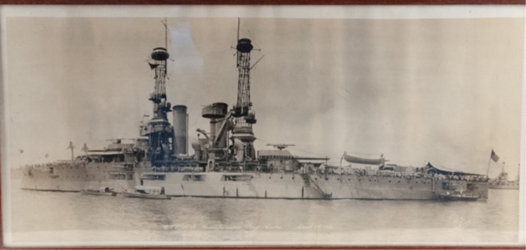 USS. Utah Ship at Guantanamo Bay, Cuba: April 7, 1919, photo by L.C.Grant, Fall Photos, Boston, Mass., 15 1/2" H x 33 1/2" W, Frame 17 1/2" H x 36" W