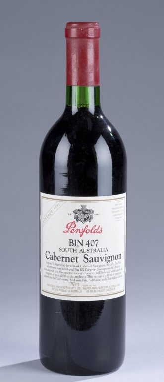 Penfolds Bin 407 Cabernet Sauvignon, 1991: South Australia Cellar Kept, Not Refrigerated or Climate Controlled