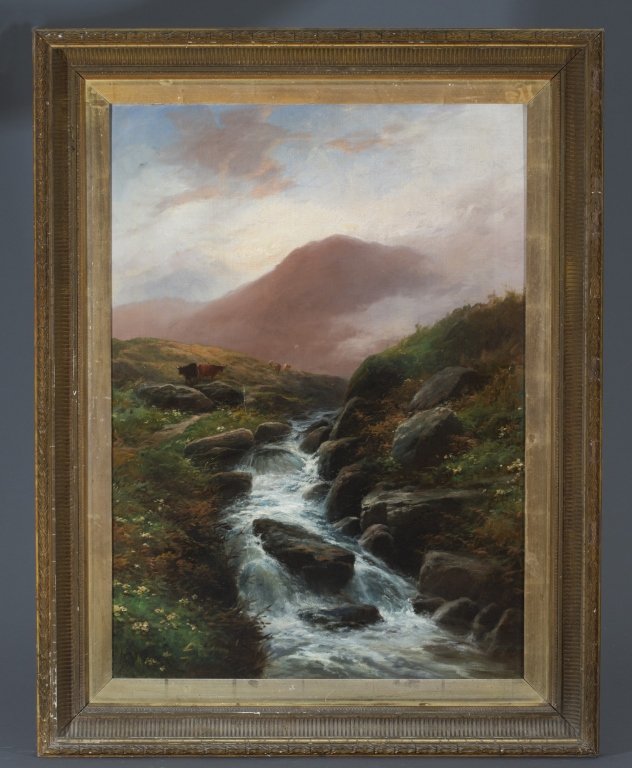 20th Century Untitled Landscape: Oil on canvas. Unsigned. 29 1/2" x 21", frame: 36 1/2" x 26 1/2" Provenance: Estate of Robert V. Hatcher, Jr.