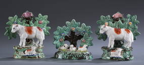 Three (3) 19th C. Staffordshire Bocage Pieces