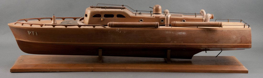 Wooden Scale Model P.T. 1 Model WWII Boat: 37" L
