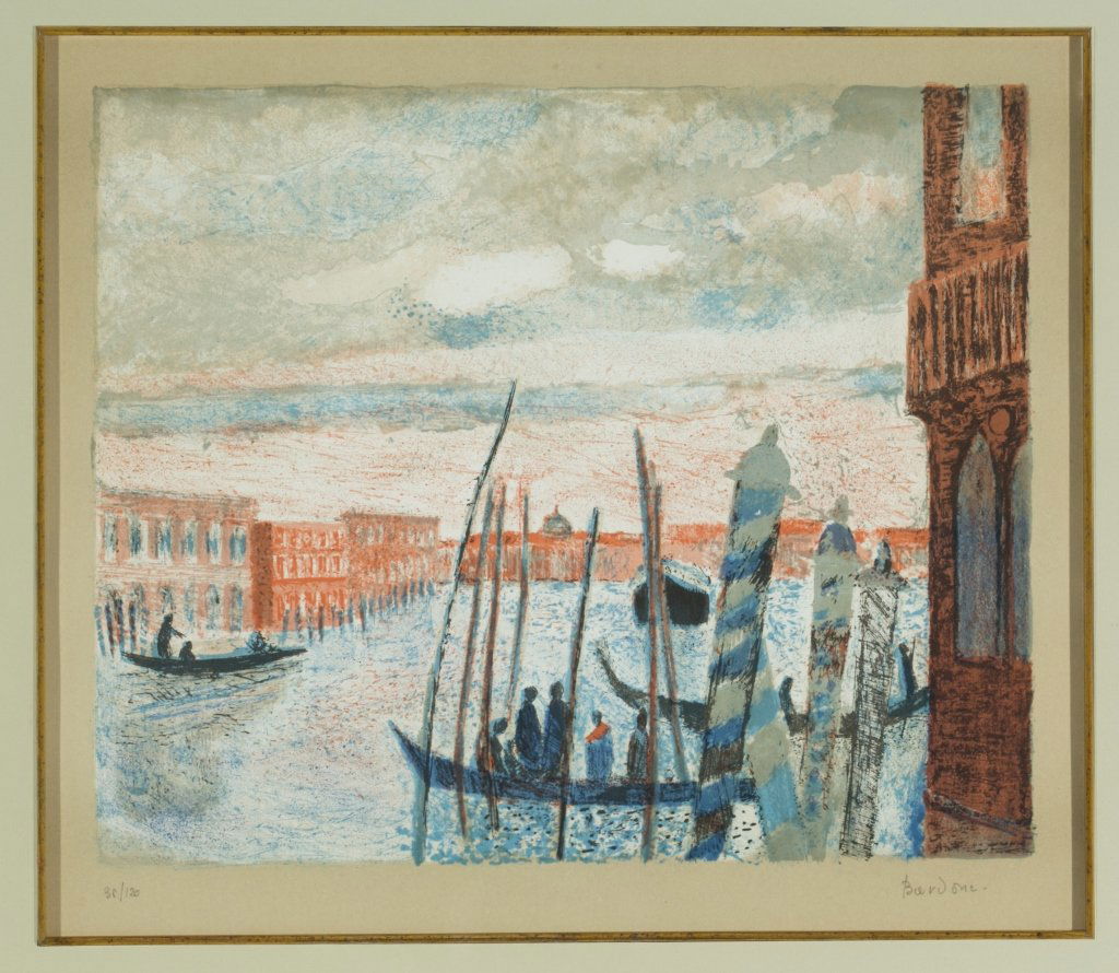 Guy Bardone, (French, b. 1927): Venice Lithograph Edition 36 of 120 Signed in pencil on the lower left corner. Framed under glass.
