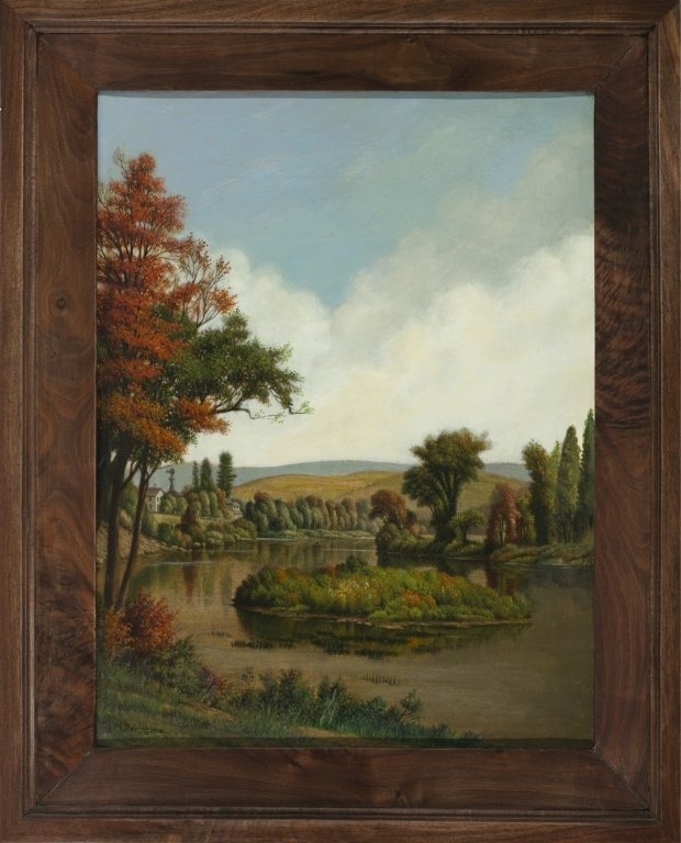 Levi Prentice, (American, 1851 - 1935): Untitled fall scene Oil on canvas Signed lower left corner Relined 16" x 12", frame: 20 1/2" x 16 1/2"