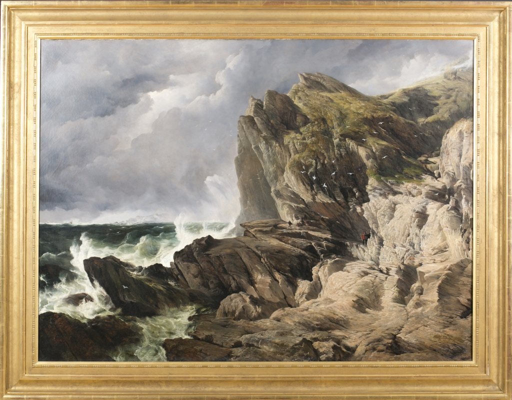 Frederick Richard Lee (British, 1798-1879): On the Cornish Coast, 1859 Oil on Canvas Signed and dated lower right 44" H x 60" W Provenance: The Estate of Robert V. Hatcher, Jr. of Manakin-Sabot, VA