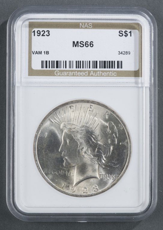 1923 Liberty Head Silver Dollar: Certified MS 66 SLabbed by NAS