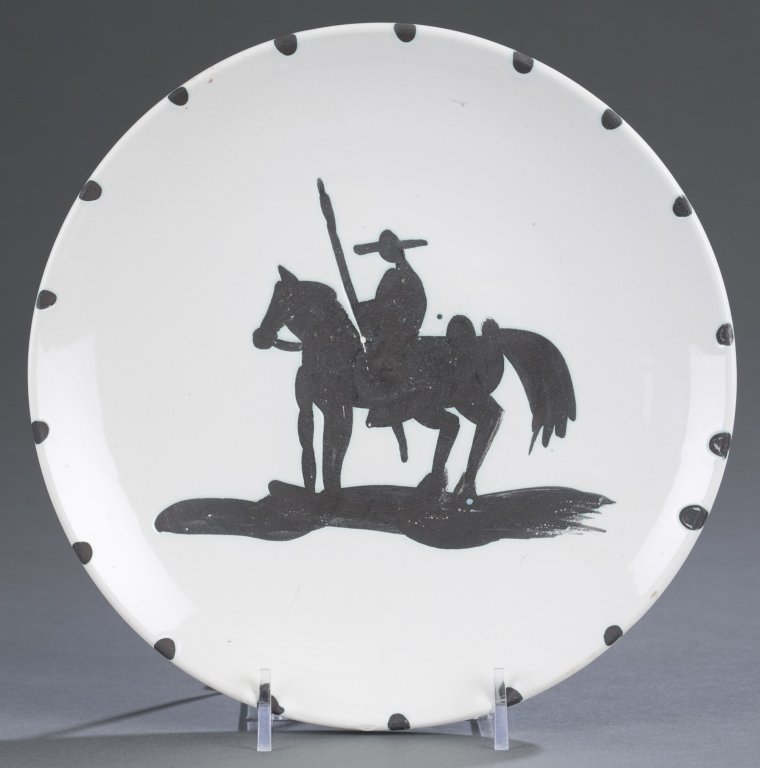 1952 Pablo Picasso Madoura Plate, Picador: Glazed earthenware plate "Picador," France Signed Edition Picasso, stamped Edition Picasso Madoura 7 3/4" Dia