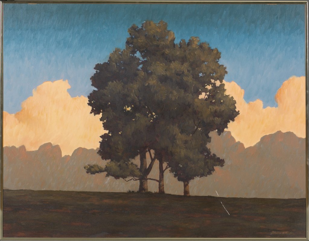 Robert Browning (American, b. 1955): Poplars at the Quarry Oil on Masonite Board Signed lower right corner 23 1/2" x 29"; Frame: 24 1/2" x 30" Condition: Scratch present lower right register.