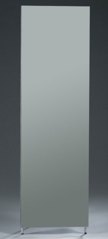 "Spiegel Narciso" Modern Self-Standing Mirror: Frameless design with back leg to adjust angle and stabilize the mirror and wheels (not pictured) for easy moving. Designed by Enrico Franzolini for MOX in Switzerland. 65 1/2" H x 19 3/4" W.