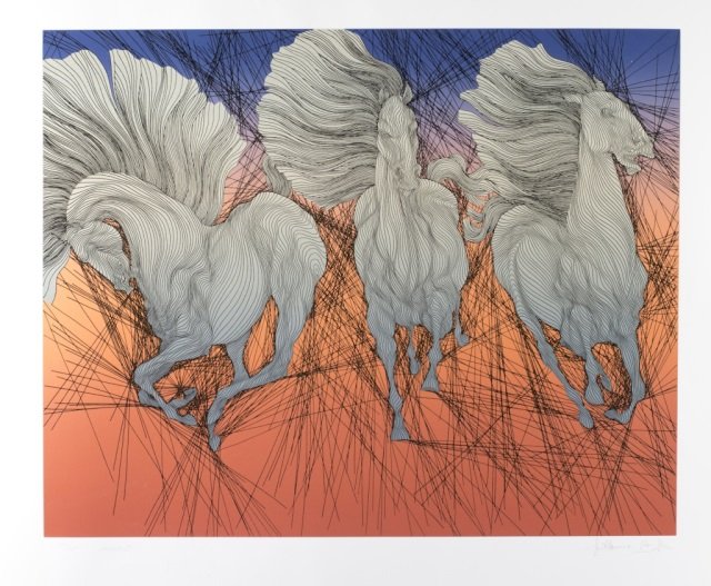 Guillaume A. Azoulay (Morocco, b. 1949).: "Andante II" serigraph. Edition 199/225. Signed lower right corner. 22 3/4" x 28 1/2".
