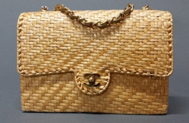 Vintage Chanel Lacquered Straw Shoulder Bag. (1 of 3)