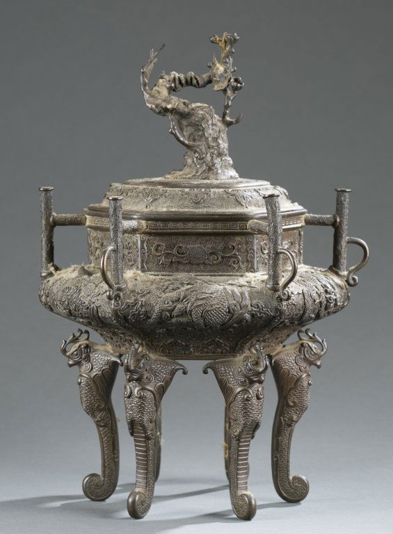 Japanese Meiji Period Cast Brass Incense Burner. (1 of 6)