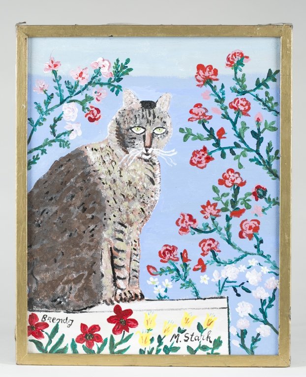Miklos Stark (Greece/US, 20th c.).: Brendy". Oil and acrylic on canvas. Unframed. Signed l.r. 14 1/2" x 11 3/4.