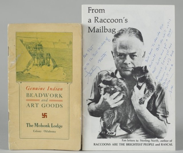 Two Vintage Pamphlets.: From a Raccoon's Mailbag, 1967. Signed by Sterling North with a personal note to Eddington. ++ Genuine Indian Beadwork and Art Goods The Mohonk Lodge. Printed by Indian Apprentices.