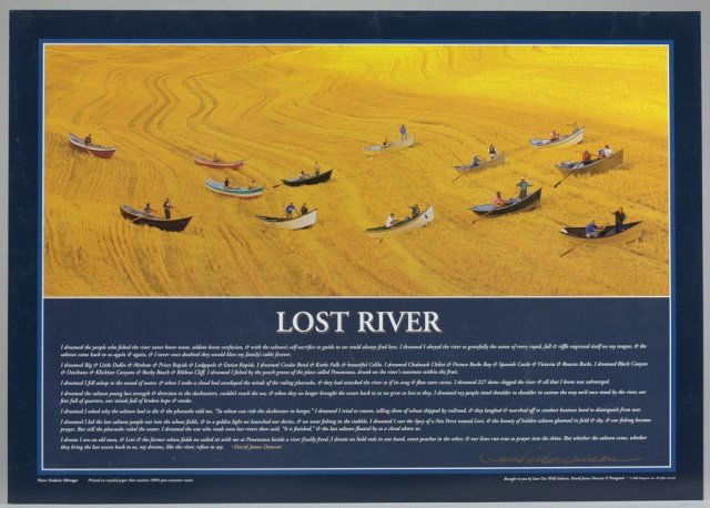 David James Duncan & Gregory Grenon Signed Posters: "Lost River" by David James Duncan poster. Photo by Frederic Ohringer. 2006. Signed l.r. Unframed. 17" x 24". ++ "Line, Color, Emotion: Gregory Grenon" exhibition poster for Jamison Thomas Gallery, Po
