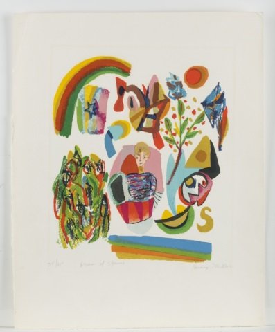Henry Miller (US/California, 1891-1980).: "Dream of Spring." Colored lithograph edition 35/200. Signed l.r. Unframed. 19 1/2" x 15 1/4".