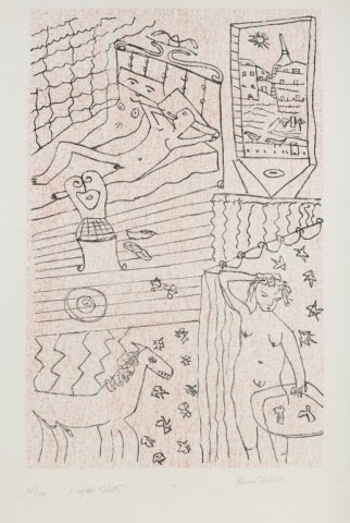 Henry Miller (US/California, 1891-1980).: "D'apres Schatz" 1973. Lithograph. Edition 20/100. Signed l.r. Unframed. 22 1/2" x 15".