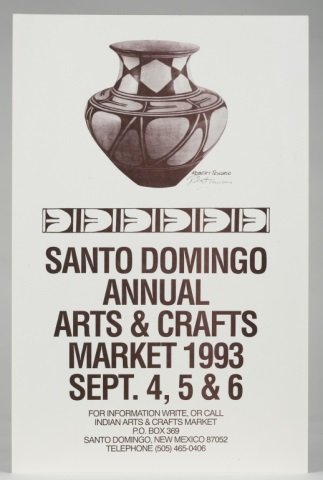 Two Southwestern Arts & Crafts Fair Posters.: Santo Domingo Annual Arts & Crafts Market 1993. Signed by Robert Tenorio u.r. Unframed. ++ 68th Annual Indian Market 1989. Santa Fe Plaza. Signed by Virginia Naranjo and Louis Naranjo. Unframed.
