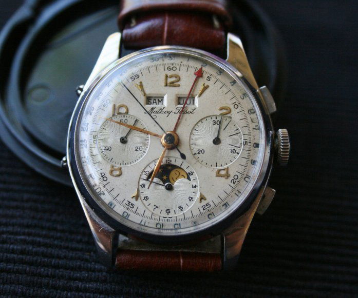 Gents Six Movement Mathey Tissot Moon Phase Manual: Chronometer, c 1950, day and date