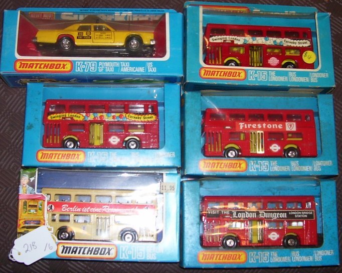 Selection of Boxed Matchbox Super Kings Models,: Including K-15 Berlin Bus, K-15 The Londoner x 4 & K-79 Plymouth "GF" Taxi (6)