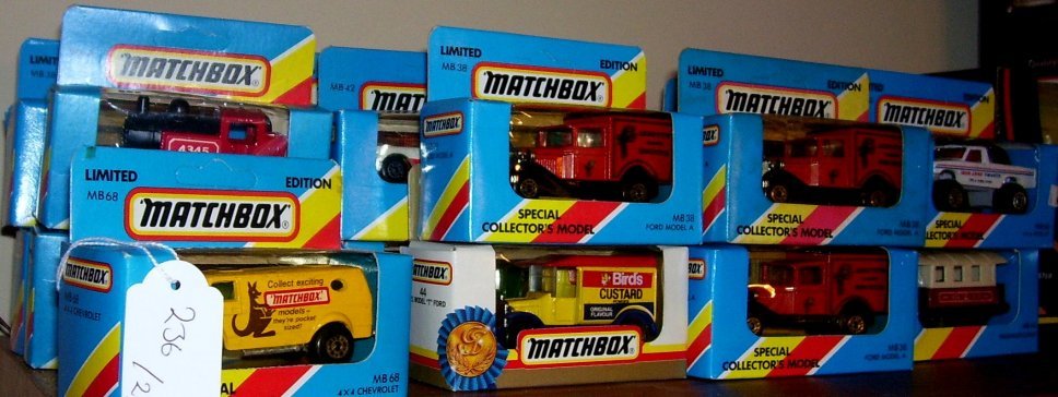 Selection of Matchbox Boxed models,: Including 12 x Special Collector's Model MB38 Ford Model A, 44 1921 Model "T" Ford, 4 x MB43 Ragieloko motive, MB44 Passenger Coach, MB63 Gelande wagon, MB68 4x4 Chevrolet & MB42 57 T-Bird (21)