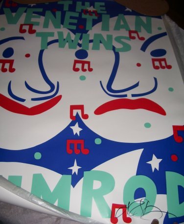 Sharp’s The Venetian Twins: A wonderful limited edition screen print by Martin Sharp for The Venetian Twins, signed by Sharp, dated 2/12/82 and numbered 658/1000. Size 102 x 75 cm, in mint condition, rolled in tissue paper, read