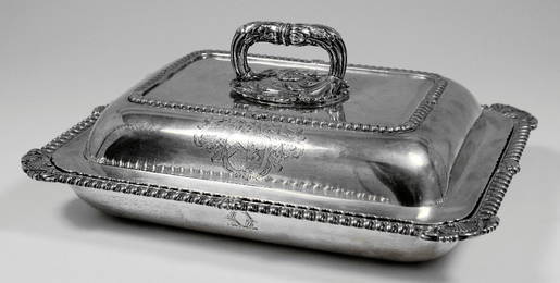 A George III silver rectangular entree dish and cover w