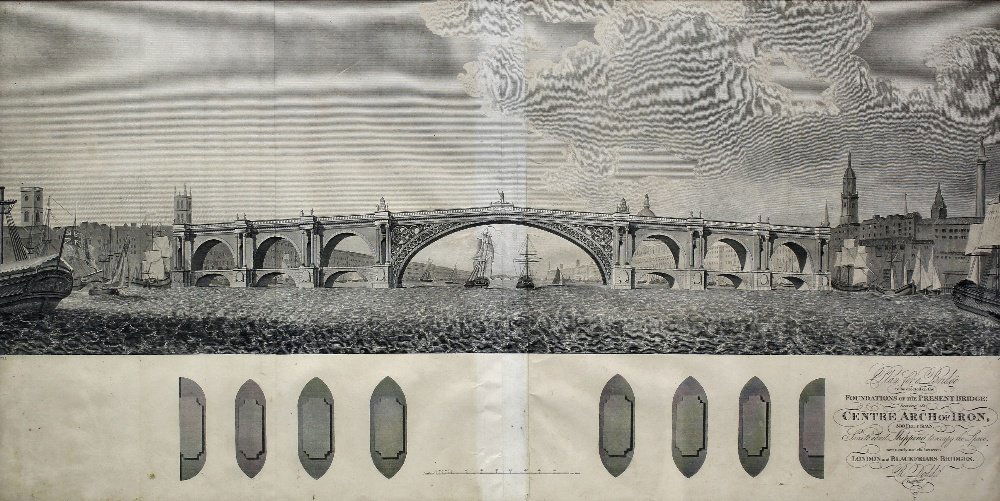R. Dodd - Engraving - “A Plan for a Bridge to be erecte: R. Dodd - Engraving - “A Plan for a Bridge to be erected on the Foundations of the Present Bridge between London and Blackfriars Bridges” showing a bridge with a central arch of iron 300ft in span